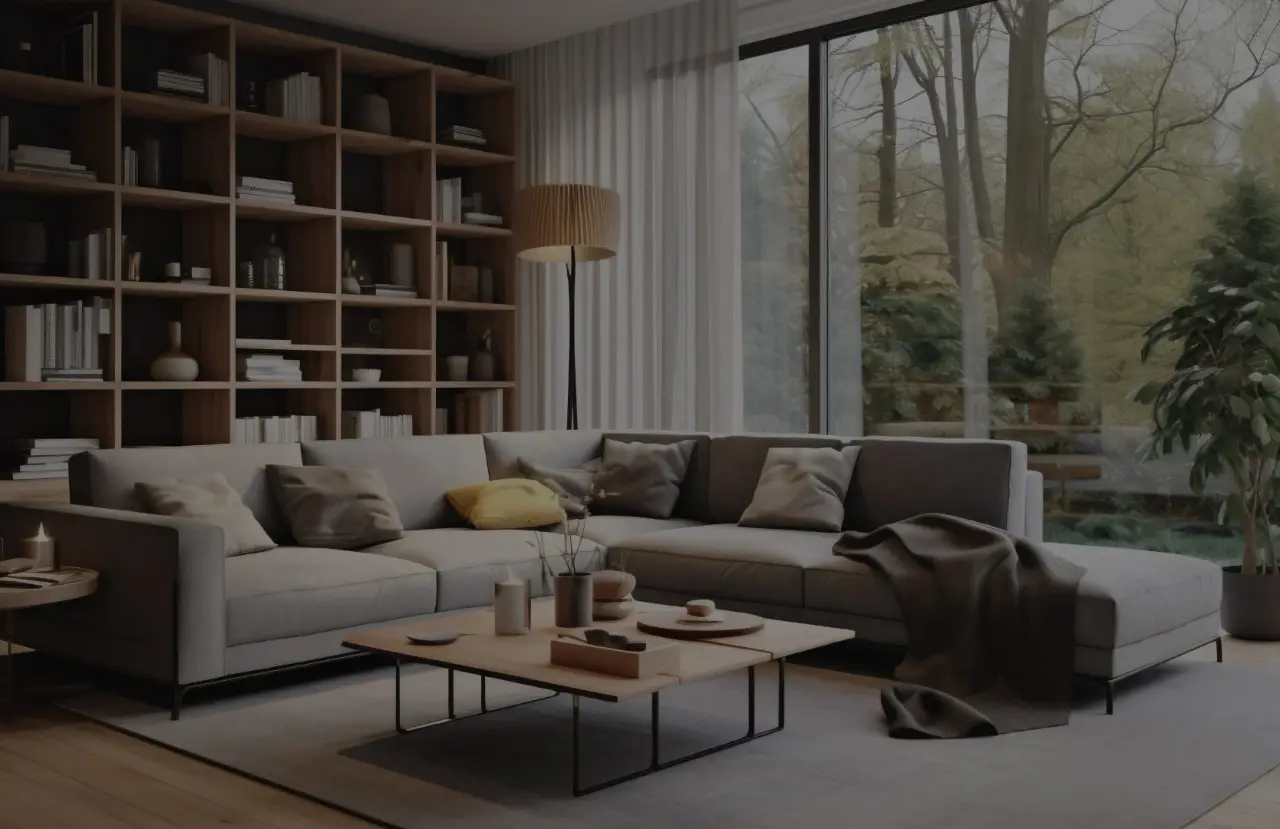 A living room virtually staged by Zolak.Staging, with two pieces of furniture tagged with their retail price